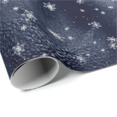 Silver Snowflakes Winter Metallic Blauer Weihnacht Geschenkpapier (Rolleneckpunkt)
