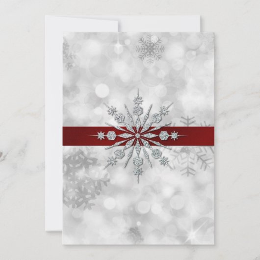 Silver Snowflakes Winter Wedding Einladung (Vorderseite)