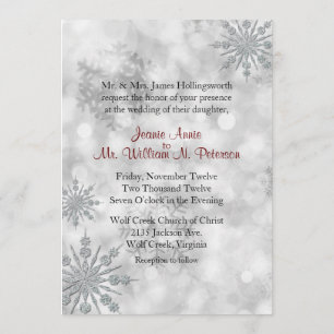 Silver Snowflakes Winter Wedding Einladung