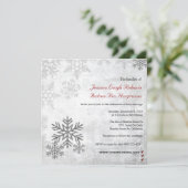 Silver Snowflakes Winter Wedding Einladung (Stehend Vorderseite)