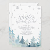 Silver Snowflakes Winter Wunderland 5. Geburtstag Einladung (Vorne/Hinten)
