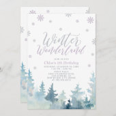 Silver Snowflakes Winter Wunderland 5. Geburtstag Einladung (Vorne/Hinten)