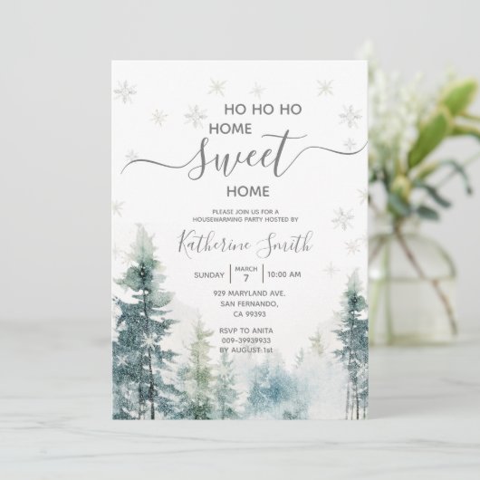 Silver Snowflakes Winterhäuserwärmung Party Einladung (Stehend Vorderseite)