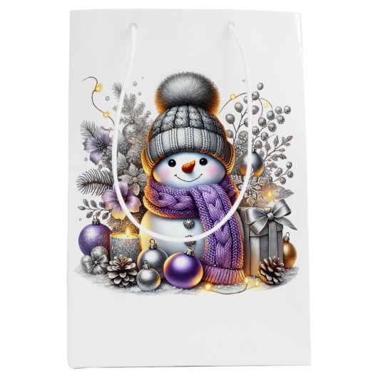 Silver Snowman Mittlere Geschenktüte (Vorderseite)