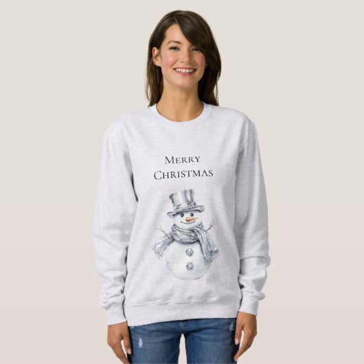 Silver Snowman Weihnachten Sweatshirt (Vorne ganz)
