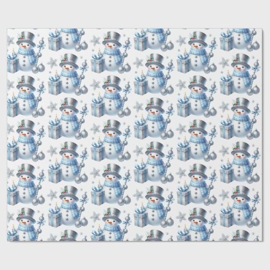 Silver Snowmen Geschenkpapier (Flach)