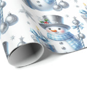 Silver Snowmen Geschenkpapier (Rolleneckpunkt)