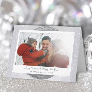 Silver Snowy Holiday mit Familienname Karte