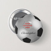 Silver-Soccer-Ball individuell anpassbares Foto Button (Vorne & Hinten)
