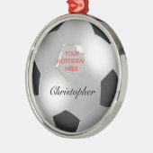 Silver-Soccer-Ball individuell anpassbares Foto Silbernes Ornament (Links)