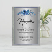 Silver Soirée Blooming Blue Affair Empfang Einladung (Stehend Vorderseite)
