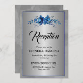 Silver Soirée Blooming Blue Affair Empfang Einladung (Vorne/Hinten)