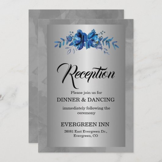 Silver Soirée: Eine blühende blaue Affäre - Einlad Einladung (Vorne/Hinten)