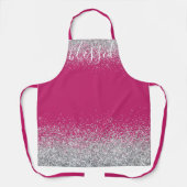 Silver & Sorbet Pink Glam Glitzer & Gesegnete Schü Schürze (Vorderseite)