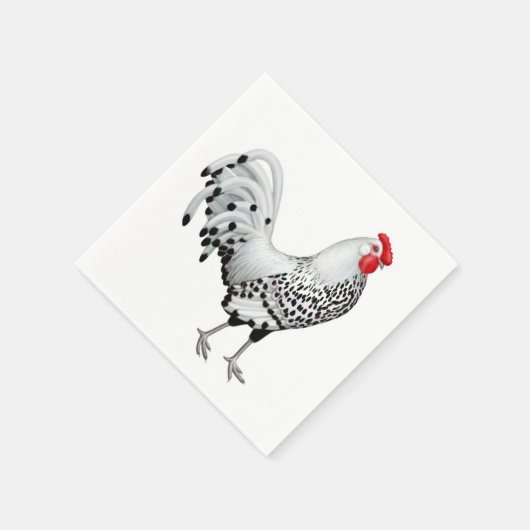 Silver Spangled Hamburg Rooster Paper Napkins Serviette (Ecke)