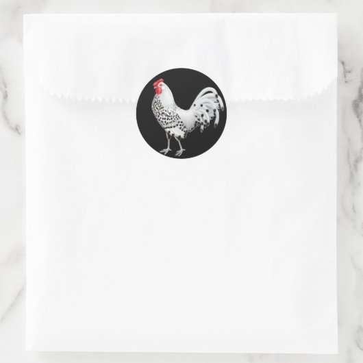 Silver Spangled Hamburg Rooster Sticker (Tasche)