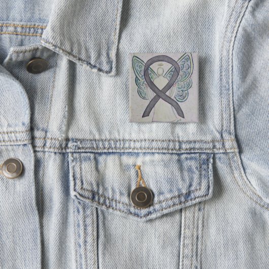 Silver Sparkle Angel Awareness Ribbon Art Buttone Button (Beispiel)