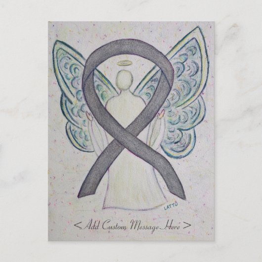 Silver Sparkle Awareness Ribbon Angel Postkarte (Vorderseite)