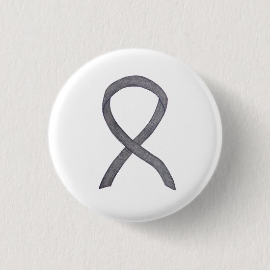 Silver Sparkle Awareness Ribbon Custom Art Buttone Button (Vorderseite)