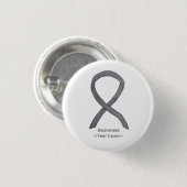 Silver Sparkle Awareness Ribbon Custom Art Buttone Button (Vorne & Hinten)