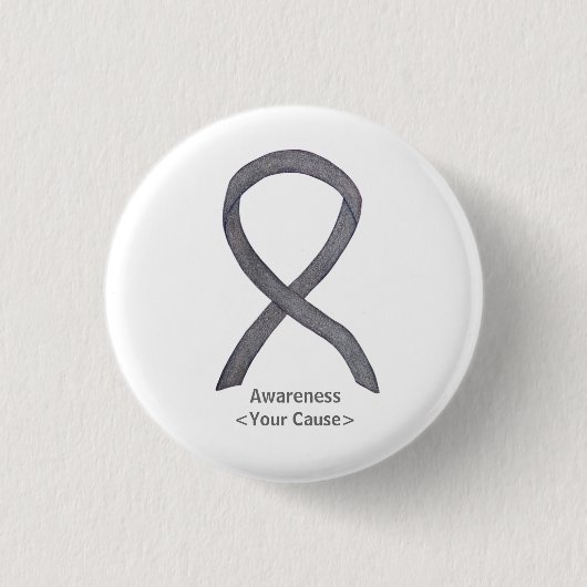 Silver Sparkle Awareness Ribbon Custom Art Buttone Button (Vorderseite)