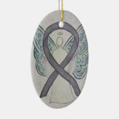 Silver Sparkle Awareness Ribbon Engel Ornament (Rechts)