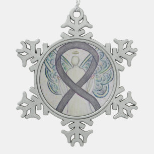 Silver Sparkle Awareness Ribbon Engel Ornament