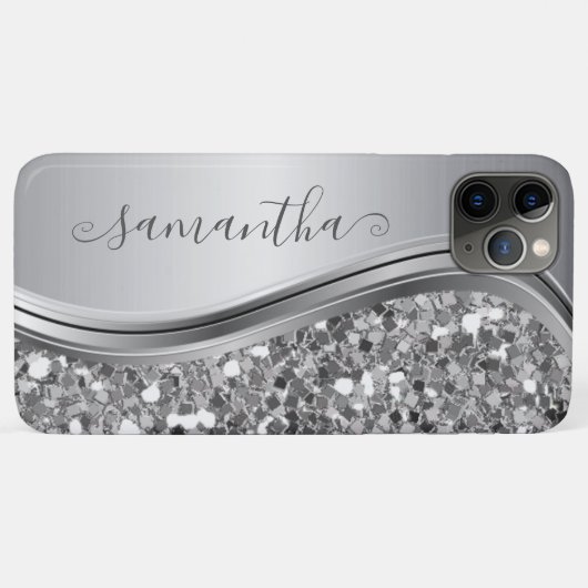 Silver Sparkle Bling Handgeschriebene Personalisie Case-Mate iPhone Hülle (Rückseite (Horizontal))