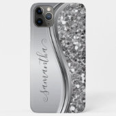 Silver Sparkle Bling Handgeschriebene Personalisie Case-Mate iPhone Hülle (Rückseite)