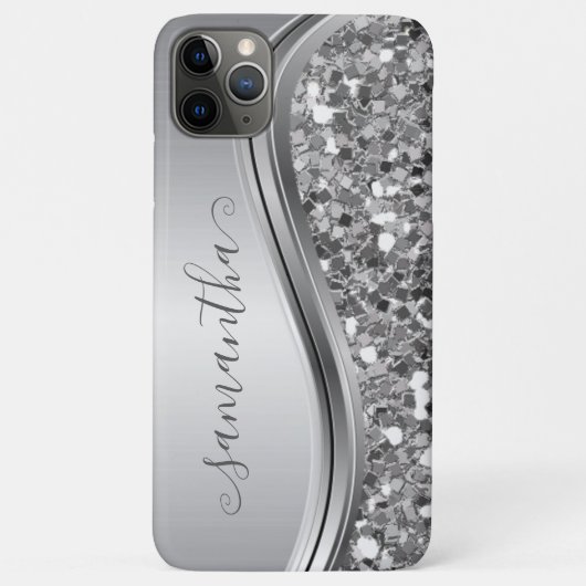 Silver Sparkle Bling Handgeschriebene Personalisie Case-Mate iPhone Hülle (Rückseite)