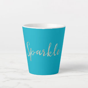 Silver Sparkle Bright Aqua Blue Milchtasse