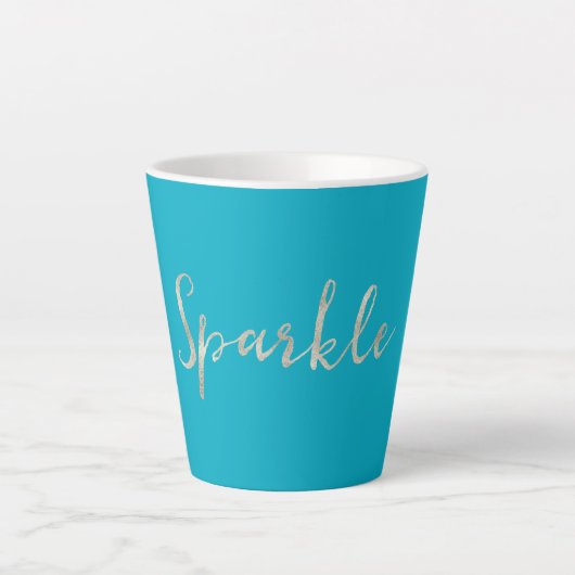 Silver Sparkle Bright Aqua Blue Milchtasse (Vorderseite)