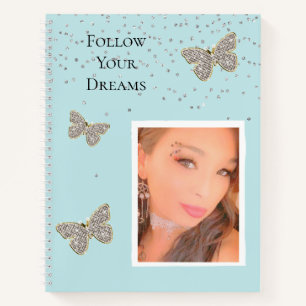 Silver Sparkle Butterfets Ihr Foto Notizblock