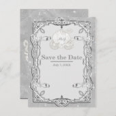 Silver Sparkle Carriage Ainderella Save the Date Ankündigungspostkarte (Vorne/Hinten)