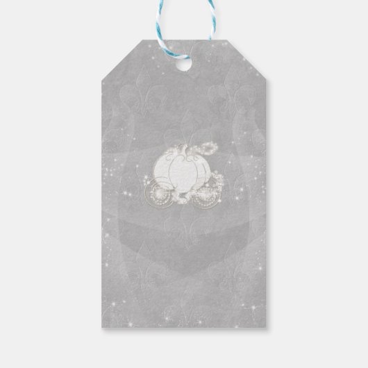 Silver Sparkle Carriage Cinderella Gastgeschenk Geschenkanhänger (Rückseite)