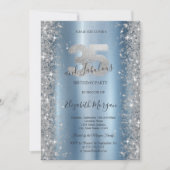 Silver Sparkle Diamonds Blue 35. Geburtstag Einladung (Vorderseite)