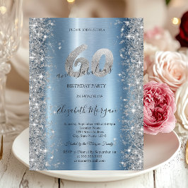 Silver Sparkle Diamonds Blue 60. Geburtstag Einladung