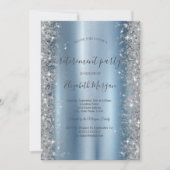 Silver Sparkle Diamonds Blue Retirement Party Einladung (Vorderseite)