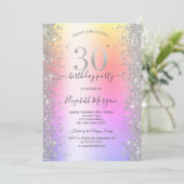 Silver Sparkle Diamonds Ombre 30. Geburtstag Party Einladung (Stehend Vorderseite)