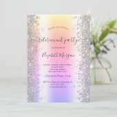 Silver Sparkle Diamonds Ombre Retirement Party Einladung (Stehend Vorderseite)