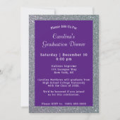 Silver Sparkle Dinner Lila Abschluss Einladung (Vorderseite)