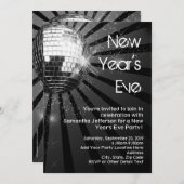 Silver Sparkle Disco Ball New Year's Eve Party Einladung (Vorne/Hinten)
