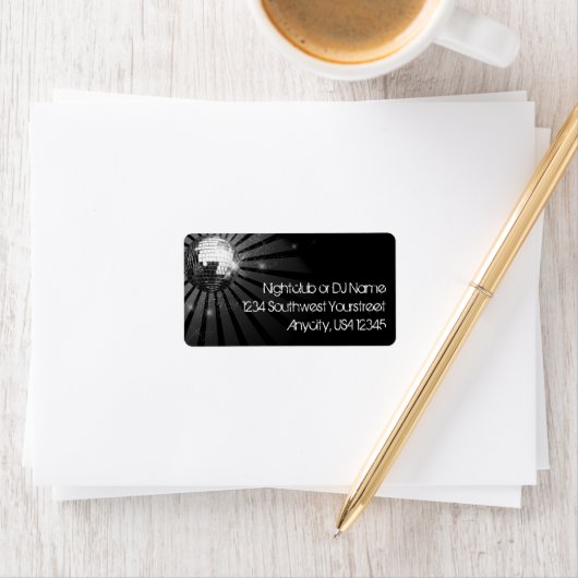 Silver Sparkle Disco Ball Party Adressaufkleber (Insitu)