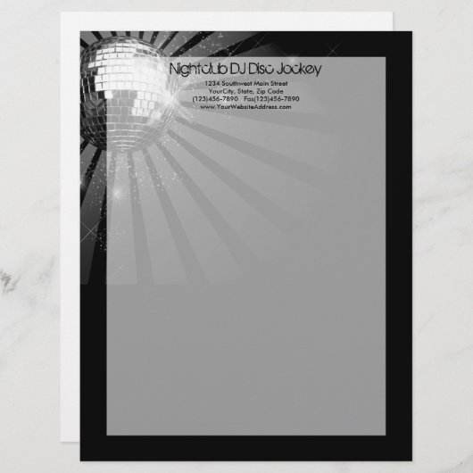 Silver Sparkle Disco Ball Party Briefbogen (Vorne/Hinten)