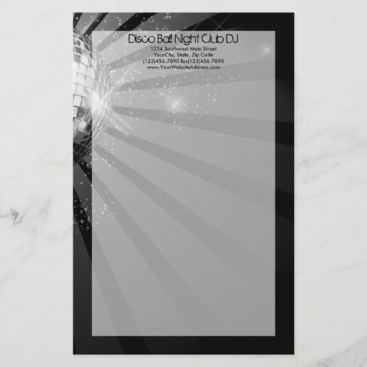 Silver Sparkle Disco Ball Party Briefpapier (Vorderseite)