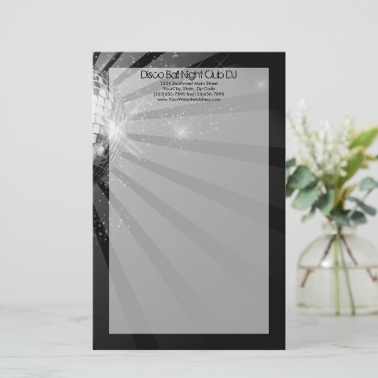 Silver Sparkle Disco Ball Party Briefpapier (Stehend Vorderseite)