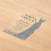Silver Sparkle Dress 40. Geburtstag Party Acryleinladungen (Ablage )