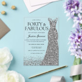 Silver Sparkle Dress 40. Geburtstag Party Acryleinladungen (In Situ (Hochzeit))
