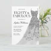 Silver Sparkle Dress 80. Geburtstagsparty Einladung (Stehend Vorderseite)