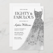 Silver Sparkle Dress 80. Geburtstagsparty Einladung (Vorne/Hinten)